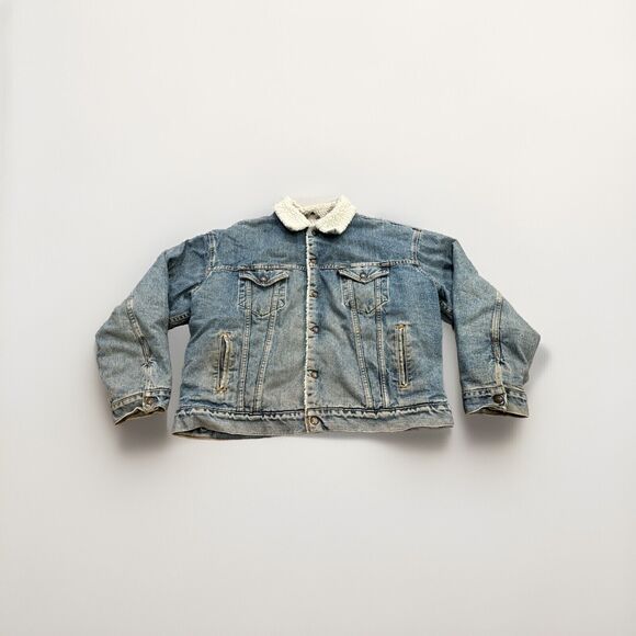 Vtg Levi's Authentic Mens Blue Sherpa Lined Denim Jacket Size XL Made In USA - Picture 1 of 10